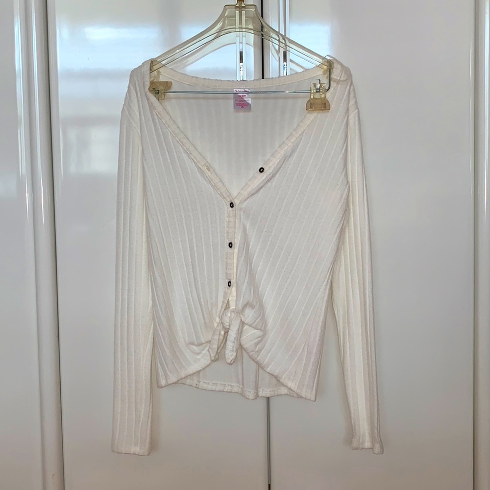 WOMENS NO-BO TIE-FRONT BUTTONED CARDIGAN